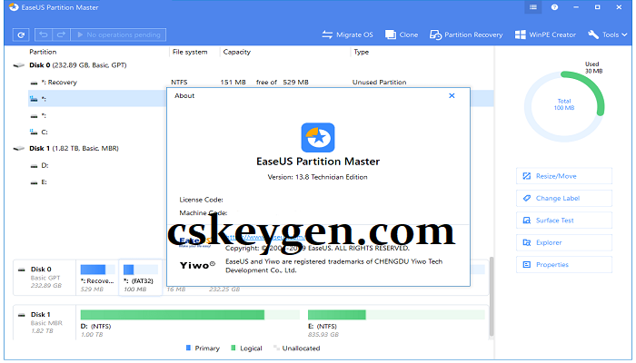 easeus partition master asks for license code